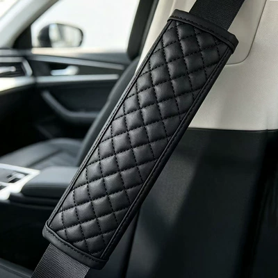 Seat belt shoulder pad – Style Aliexpress - black-leather-and-black-thread-diamond-quilted-shoulder-pads-23715cm