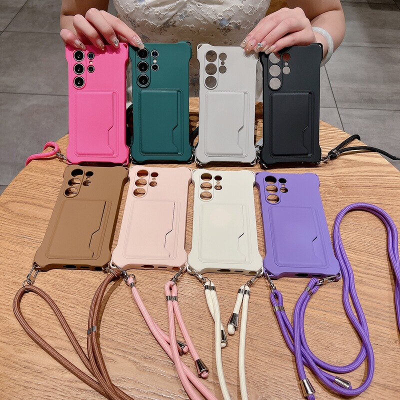 New Side Card Slot Phone Case for Samsung S25U, Samsung S26 Card Holder Phone Case with Crossbody Strap, Suitable for A57