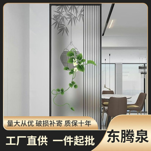 Tempered Glass Screen Art Partition Indoor Room Bathroom Sheltering Toilet Iron Double-sided Half-wall Entry Door
