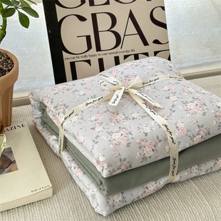 Class A maternal and infant grade cotton double-layer yarn four-piece cotton aerobic printing student dormitory bed sheet quilt cover three-piece set