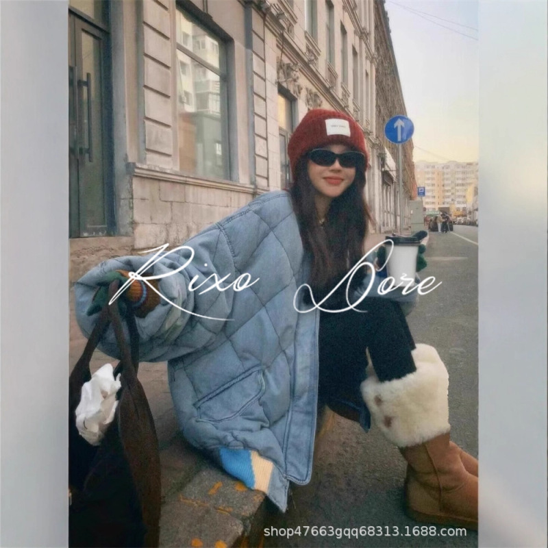 Winter Korean American Style Quilted Patchwork Color-Blocking Thick Cotton Coat Fashionable Loose Slimming Versatile Cotton Jacket Winter Korean American Style Quilted Patchwork Color-Blocking Thick Cotton Coat Fashionable Loose Slimming Versatile Cotton Jacket