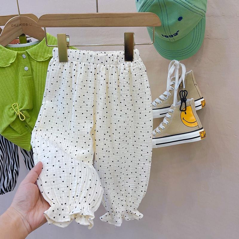 25 Girls' Summer Thin White Stylish Children's Lantern Pants, Baby Girl Summer Anti-Mosquito Pants, Summer Big Pp Pants