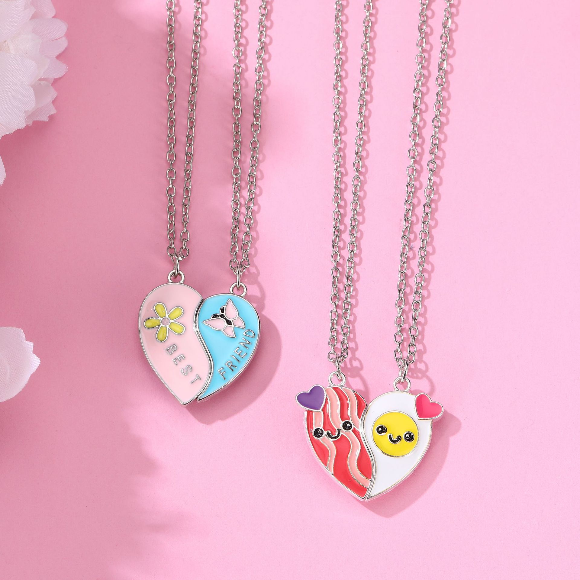 cable chain Chain Type Cute Letter Heart Shape Flower Alloy Cable Chain Pendant Necklaces Wholesale