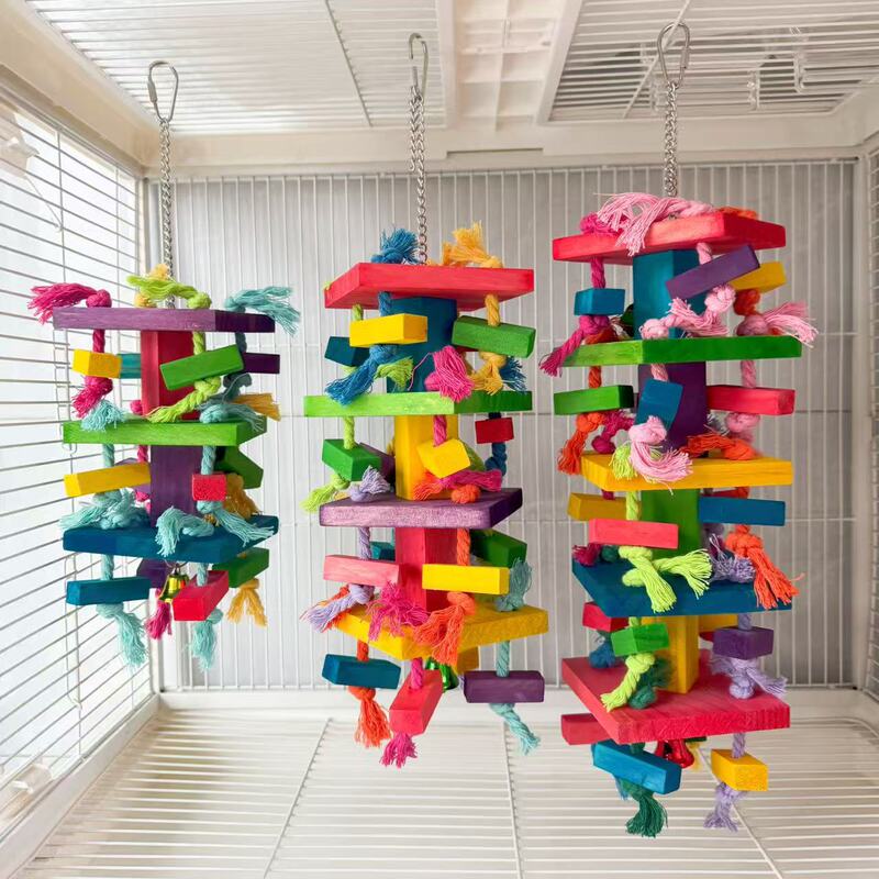 Bird toys for large and medium-sized cockatiels, chewing toys, wooden colorful toys, bird supplies, direct sales from manufacturer, in stock Bird toys for large and medium-sized cockatiels, chewing toys, wooden colorful toys, bird supplies, direct sales from manufacturer, in stock