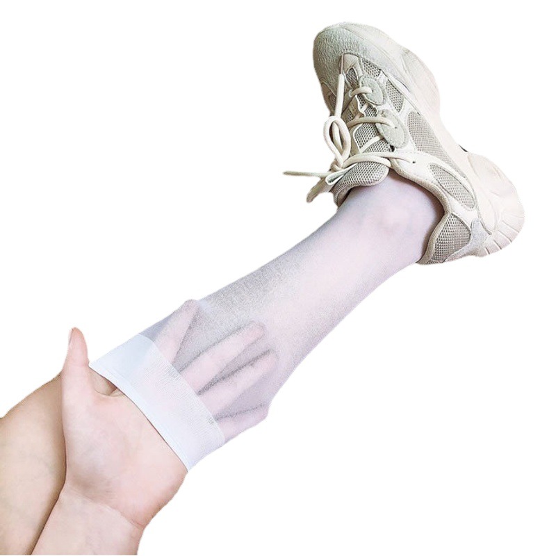 Transparent calf socks black socks women JK spring and summer thin mid-tube autumn long-tube ins tide half-tube stockings Japanese style