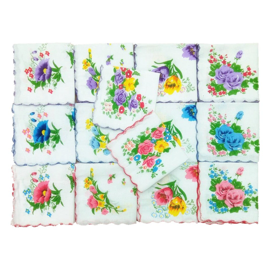 Женский платок с принтом Полумесяца белый Хлопковый платок пять цветов смешанный 28 см маленький платок цветок