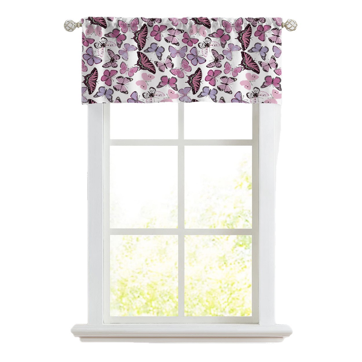 Modern Minimalist Kitchen Finished Product Living Room Country Style Purple Butterfly Short Curtains Window_voghion.com