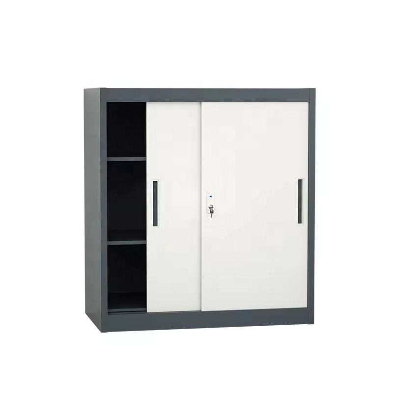 Ventas transfronterizas de puerta corredera baja gabinete de archivos de acero gabinete de archivos de oficina con bloqueo gabinete de archivos financieros almacenamiento armario