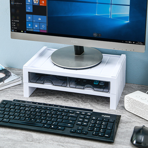 Monitor elevated office desktop computer base bracket desktop keyboard storage padded storage shelf