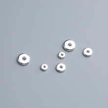 s925纯银几何光面亮面圆片隔片隔珠DIY手工串珠编绳手链材料配件