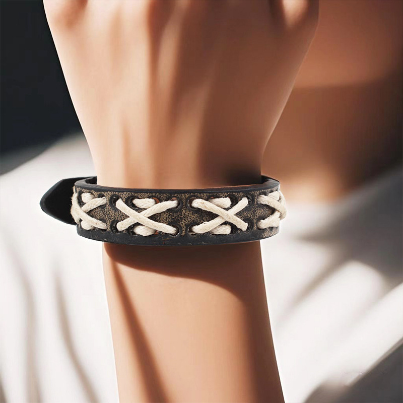 polyurethane genuine design retro woven bracelet handmade