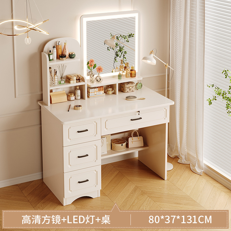 Comedor de tocador pequeño dormitorio estilo europeo de la niña crema de viento gabinete en una mesa de lujo ligero con espejo de maquillaje mesa de maquillaje