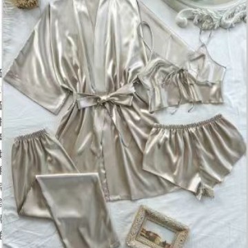 2025 pijamas elásticos de primavera y otoño, cárdigan suelto de manga larga, ropa de hogar informal y cómoda, dos transfronterizas europeas y americanas