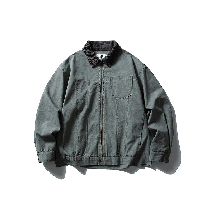 Nanxia Disguise 2025 Autumn New American Retro Contrast Color Collar Work Jacket Trendy Couple Versatile Men's Coat