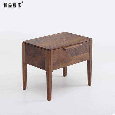 北欧全实木床头柜北美黑胡桃木床边收纳柜北欧简约卧室家具小斗柜
