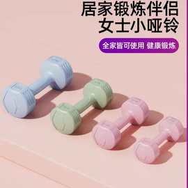 跨境哑铃女士健身家用器材儿童瑜伽瘦手臂练臂肌包胶小哑铃5kg1对