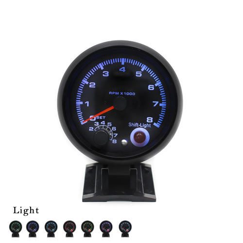 Car modified pointer tachometer 7 kinds of background lights 0~8000RPM suitable for 4/6/8 cylinder engines
