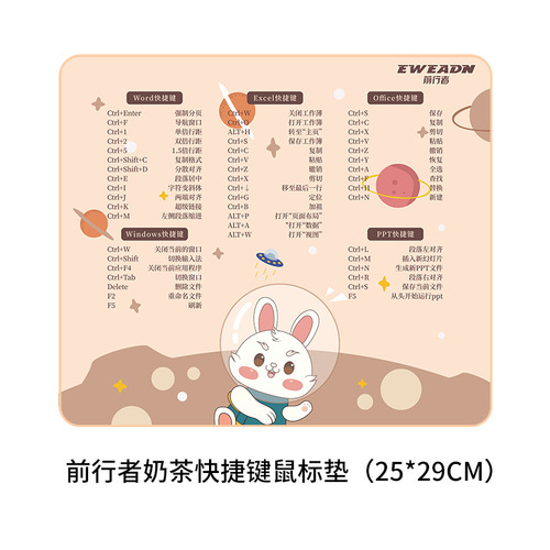 Forerunner Mecha Mouse Pad Office Shortcut Key Desk Pad Cute Round Fabric Milk Tea Rubber Mouse Pad Wholesale