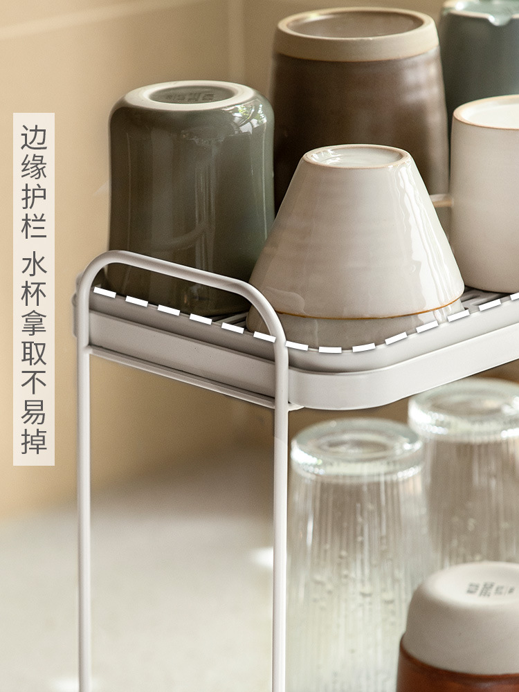 5YA1 wholesale water cup rack desktop cabinet cup storage rack cup holder double layer drain tray coffee