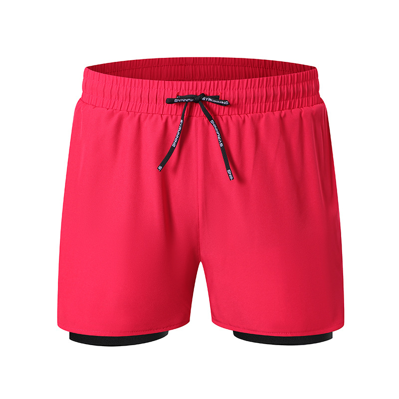 Maratón deportivo de verano para hombres corriendo pantalones cortos de secado rápido forro de doble capa para la piel entrenamiento fitness pantalones de tres puntos en stock