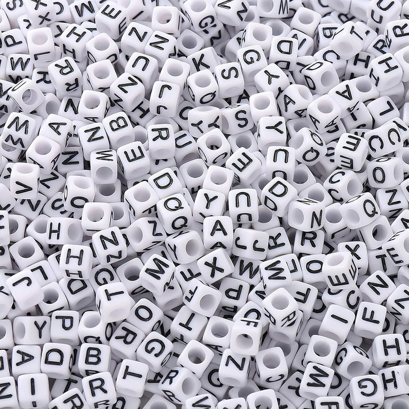 6*6mm alphabet beads square single letter acrylic beads loose beads handmade beaded material DIY jewelry accessories
