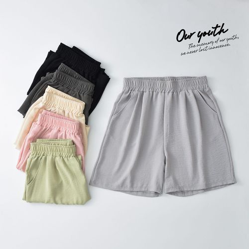 Summer thin and versatile plus-size women's outerwear loose casual wide-leg pants with pockets, elastic waist exercise pants