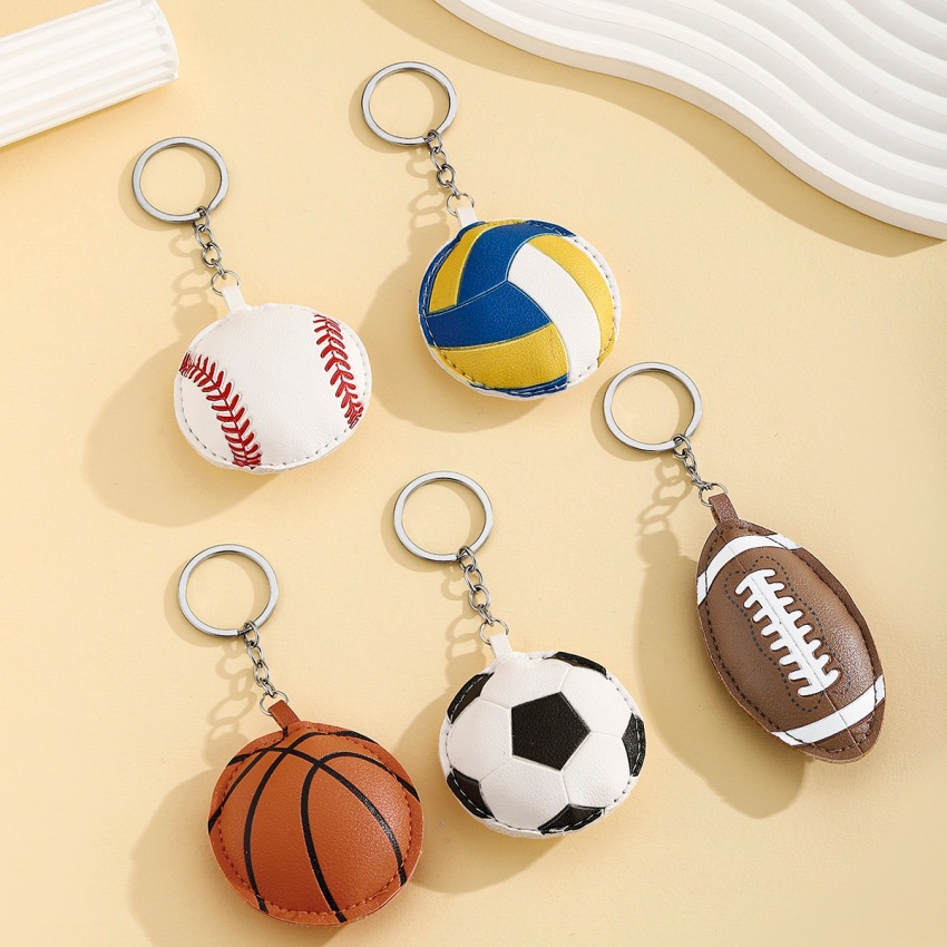 Nuevos productos deportivos viento PU relleno de algodón tipo llavero colgante deportivo béisbol voleibol baloncesto fútbol rugby colgante image 3