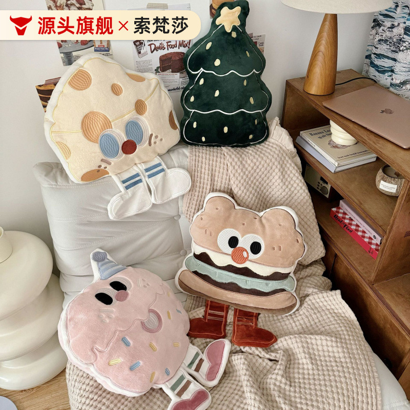 ins cute cartoon embroidered three-dimensional pillow with core girl's heart bedroom living room decorative sofa car waist pillow