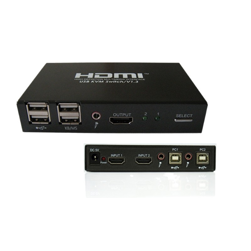Switch HDMI multicomputadora de 2 puertos con entrada de micrófono image 5