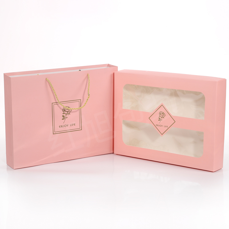 Toallas de baño de tres piezas caja de embalaje vacía caja de regalo de boda caja de regalo portátil de ventana abierta