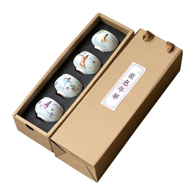 Horno de Ru Taza de Té de estilo Japonés taza de té Kung Fu juego de té de cerámica sola Taza Master Cup set Taza caja de regalo taza de té