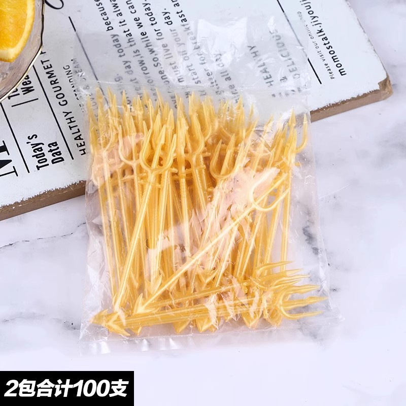 Tenedor de fruta desechable plástico transparente fruta palo postre pastel tenedor KTV tenedor comercial de alta gama