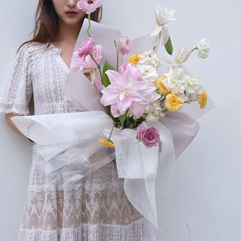 单色棉纸手工花束打底内衬纸 彩色花店包花材料纸DIY鲜花包装纸