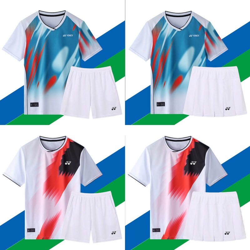 New YY Badminton Suit Quick-drying Volleyball Sportswear Men's Table Tennis Competition Training Suit Women's T-shirt Group Buying Printing