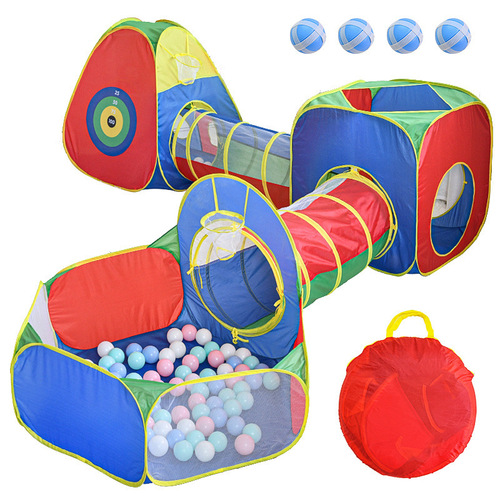Cross-border Amazon super large three-in-one children's tent indoor foldable play house crawl tunnel shooting ball pool
