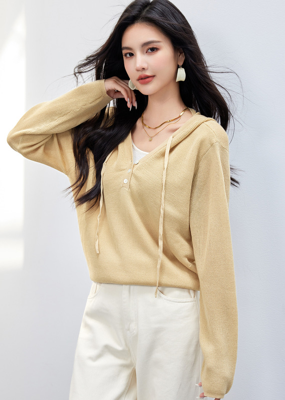 实拍◆有现货◆海盐奶糖假两件连帽针织衫女毛衣内搭早秋衣|undefined