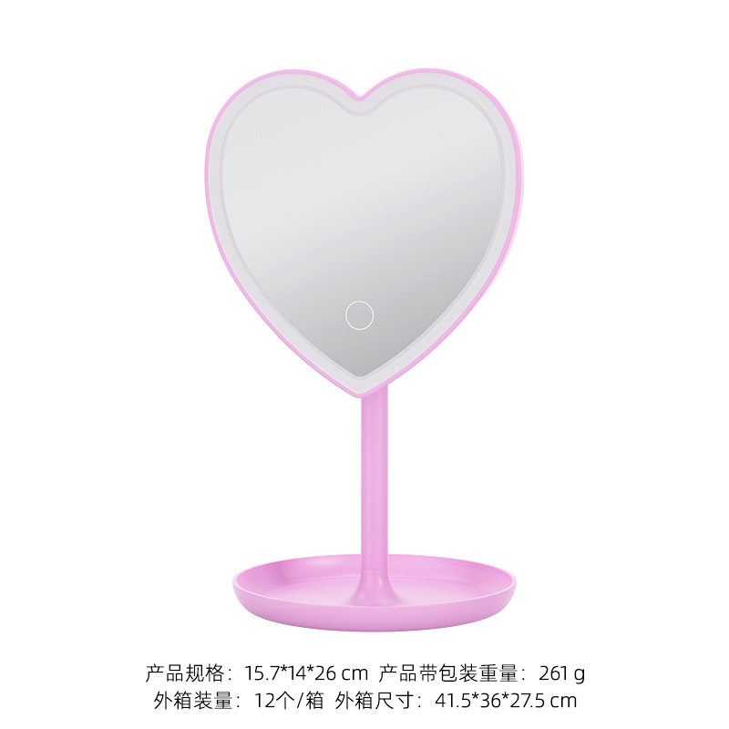 Espejo de maquillaje de escritorio transfronterizo spot LED con iluminación de dibujos animados de niña espejo de maquillaje de belleza espejo de tocador espejo portátil