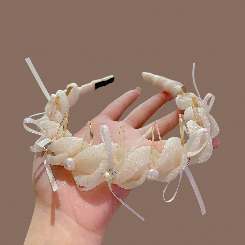 新しいレトロなラインストーンツイストヘッドバンド、ハイエンドでエレガントなヘッドバンド、ヘアピン、女性用インターネットセレブスタイルのつば広ヘアプレス洗顔フープ|undefined