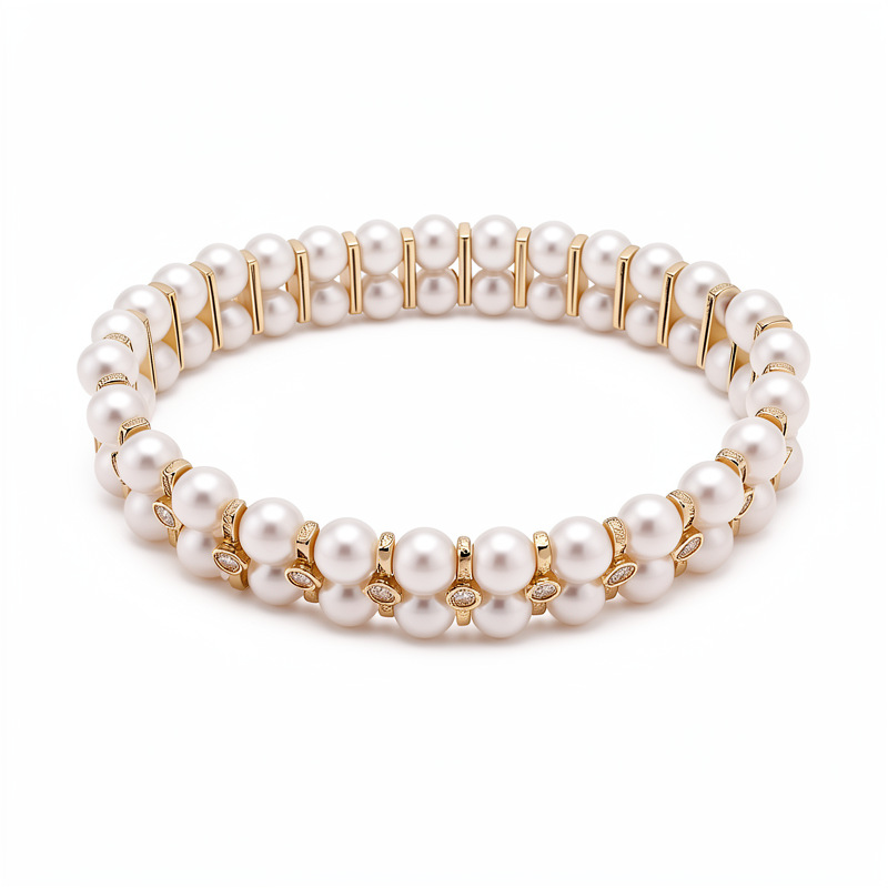 14k oro real chapado doble capa zircón pulsera de perlas ligera pulsera de nicho temperamento exquisito joyas personales