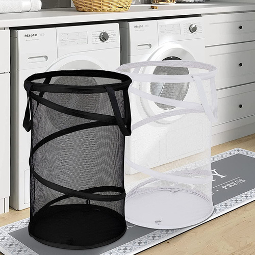 Dirty clothes storage basket cylindrical dirty clothes basket mesh clothes storage basket household large laundry basket dirty clothes basket