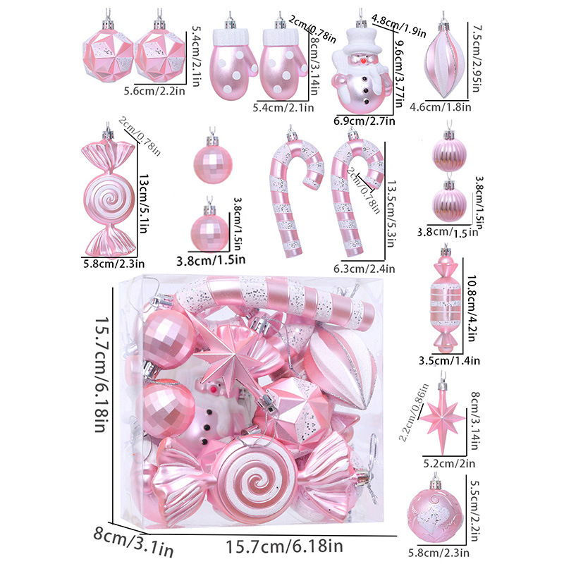 Transfronterizos nuevos bolas de Navidad de plástico 16 paquetes de forma extraña más bolsas de decoración de Navidad colgantes de árbol de Navidad