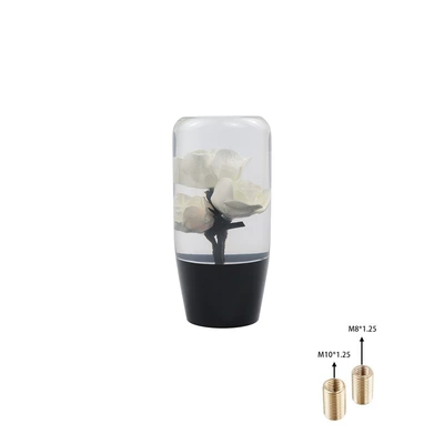 Car modification universal acrylic personality crystal rose gear head shift manual gear shift lever head (Other Car Modifications) - 10cm-white-flower