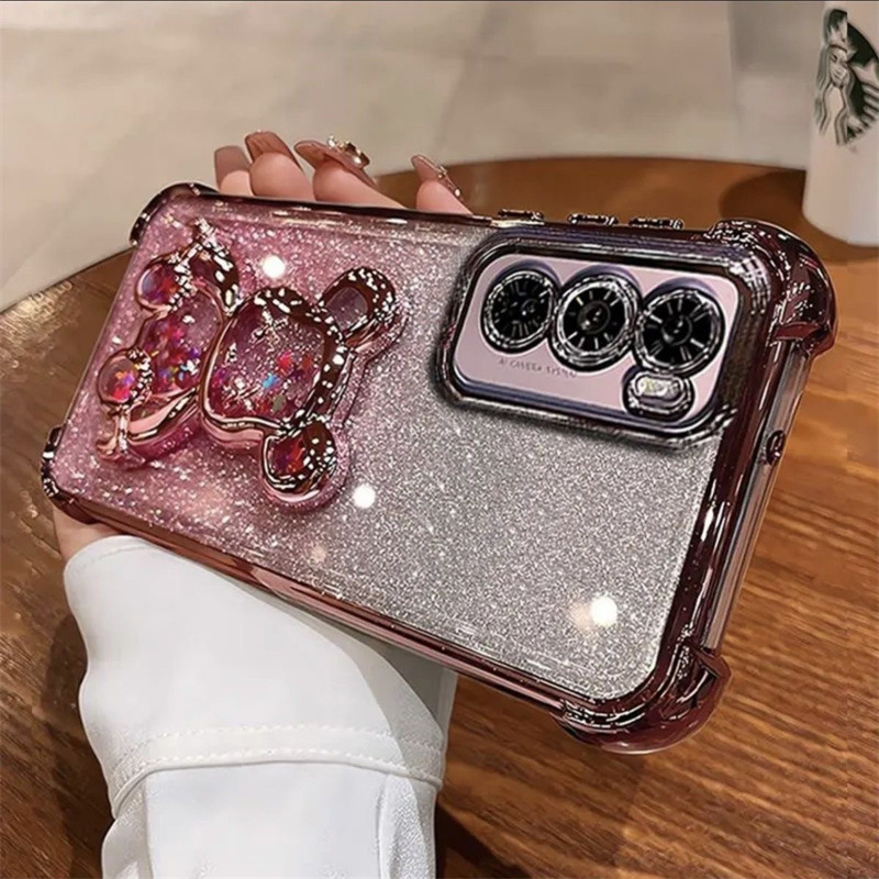 Aplicable para oppo A3pro cuatro ángulos a prueba de caídas caso de teléfono móvil A5X polvo flash violento oso goma suave RealmeC75 funda protectora