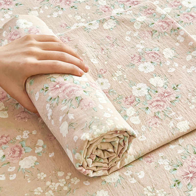 Sábanas de gasa de doble capa de una sola pieza nueva, sábana para dormir desnuda, juego de tres piezas, cama doble de celebridades de Internet, cama kang, sin correr, sin resbalar