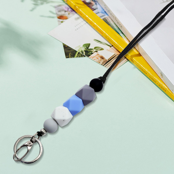 Amazon nuevo collar de insignia versátil maestro enfermera ID de estudiante Cordón de identificación de silicona con cuentas cordón llavero