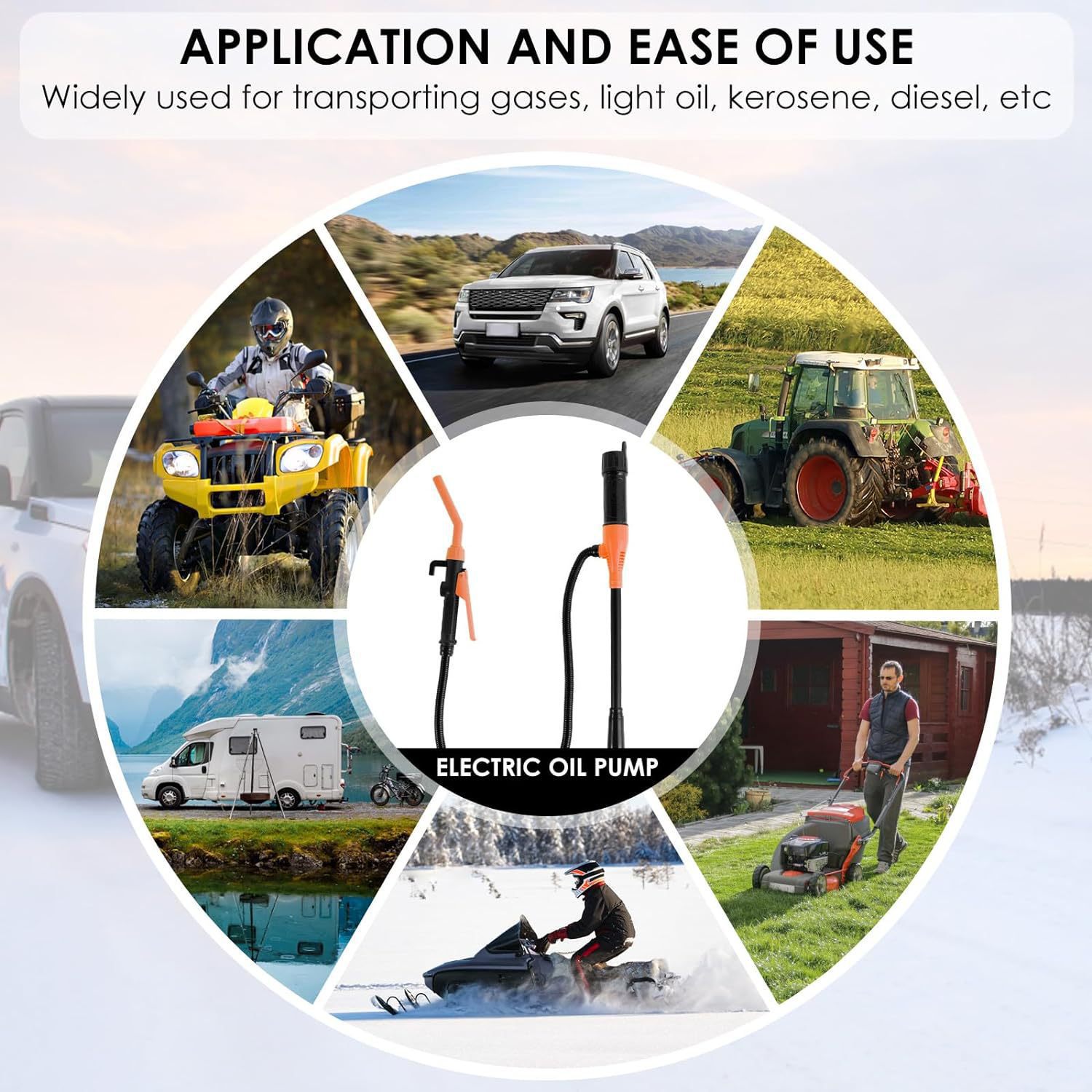 Detachable Electric Water Pump, Oil Suction Pipe, Portable Electric Oil Pump, Self-Driving Hose Oil Transfer Pump