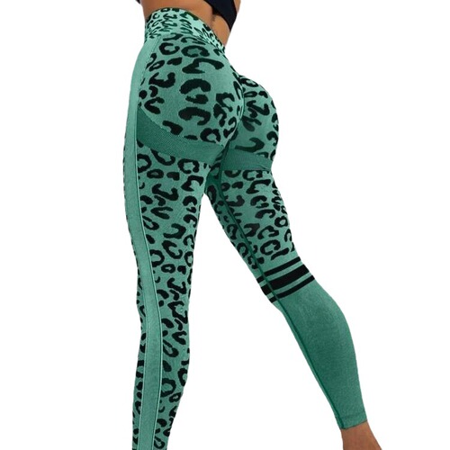 Cross-border seamless high-waisted cheetah print tummy control yoga pants tight peach hip quick-drying training hip lifting fitness pants