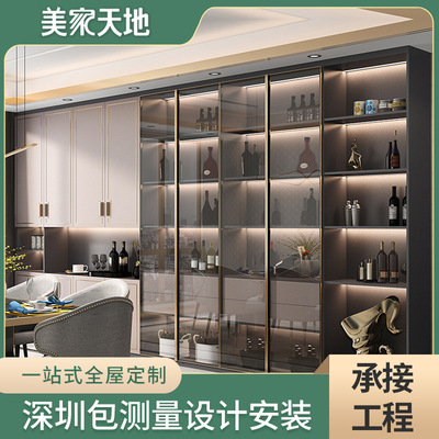 modern style Wine cabinet Simplicity a living room Sideboard Restaurant cabinet one Wall The whole house customized Glass Wine cabinet
