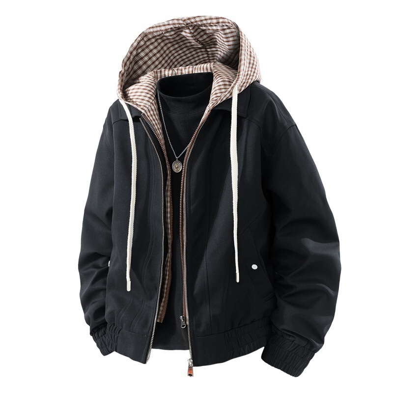 Fake Two-Piece Workwear Casual Jacket Men's Autumn New Windproof Outdoor Loose Trendy Brand Youth Hooded Jacket Fake Two-Piece Workwear Casual Jacket Men's Autumn New Windproof Outdoor Loose Trendy Brand Youth Hooded Jacket