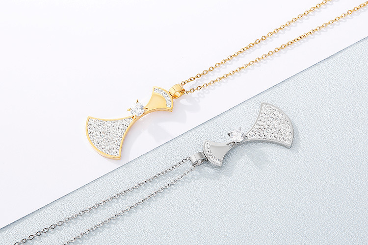 fashion creative stainless steel rhinestone earrings necklace set wholesale Nihaojewelry